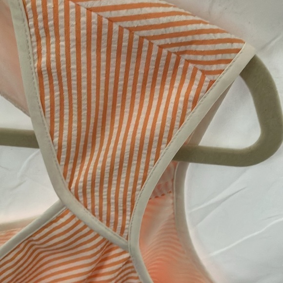 London Times: Apricot/white stripped Dress- back zip- open back- size 10 - Picture 8 of 16